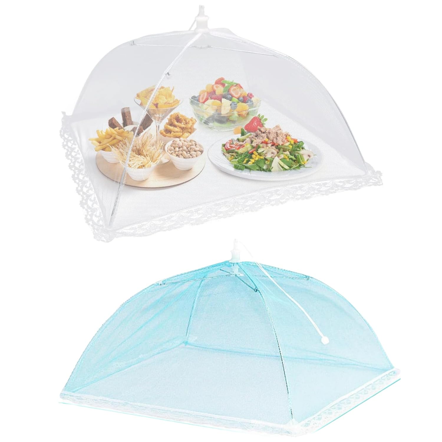 Copertura Alimentare Pieghevoli, 6 Pezzi Coprivivande Pop-Up Coprivivande a Rete Ombrello, Riutilizzabili per Cibi Protezione in Rete a Maglia per Barbecue Picnic Resistente a Zanzare Mosche