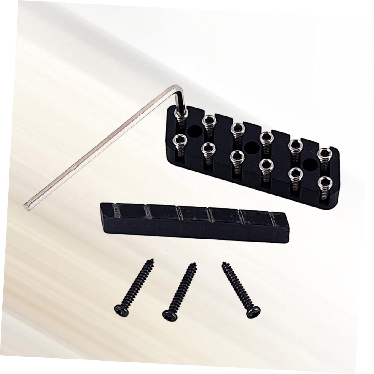 Abaodam Ga887 6-string Black Headless Guitar Nut Set String Locking Nut and Stop Nut Camel Bone Bridge Nut for Enhanced Sound