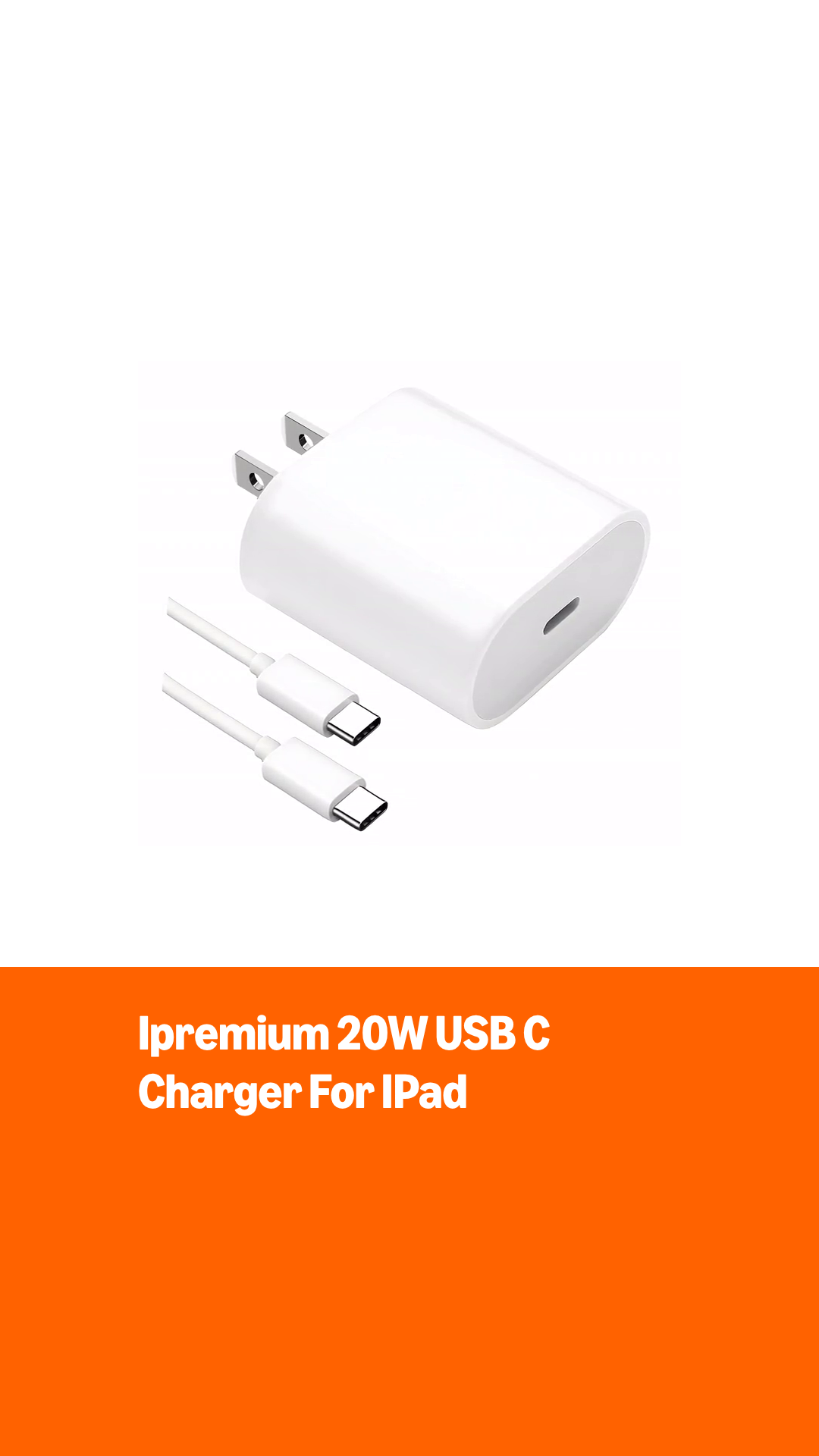 Cargador Rápido 20W USB C Para IPad Air/Pro, IPad 10/11 Gen, Mini 6/7 (Cable 1,8m Incluido)