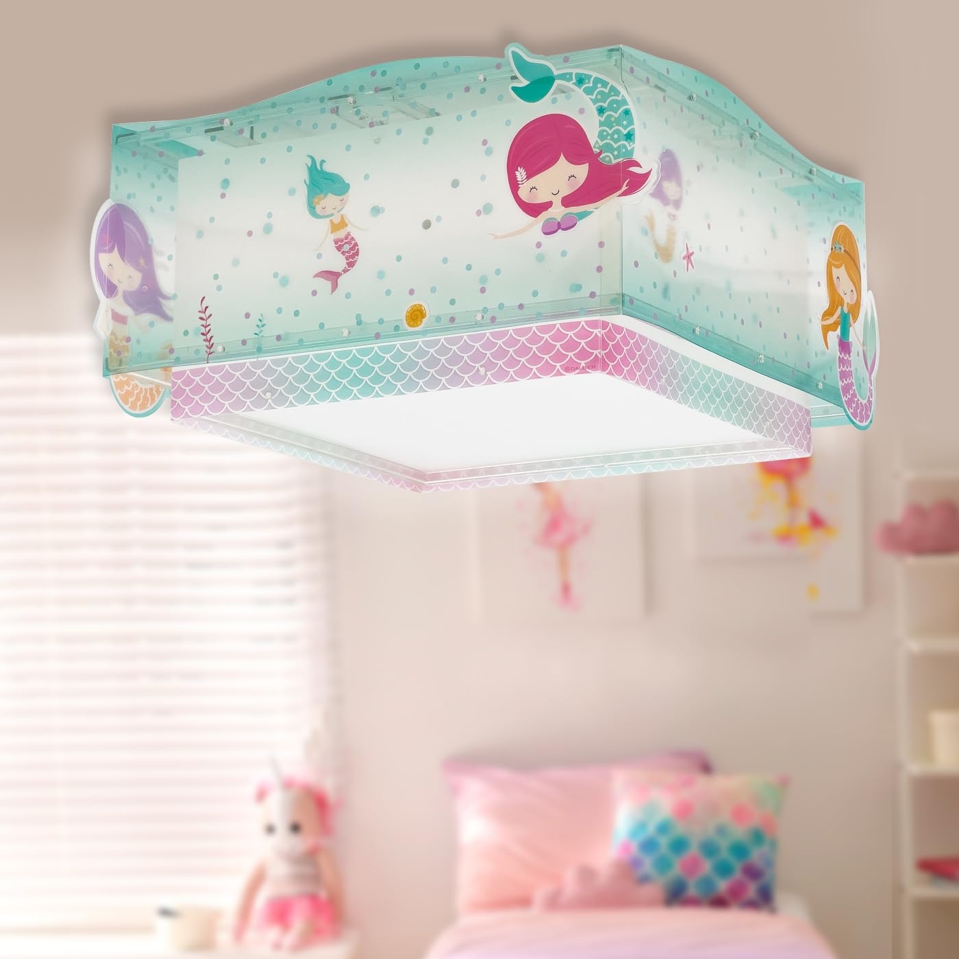 Dalber Lámpara plafón de techo infantil Mermaids Sirenas, plafones infantiles