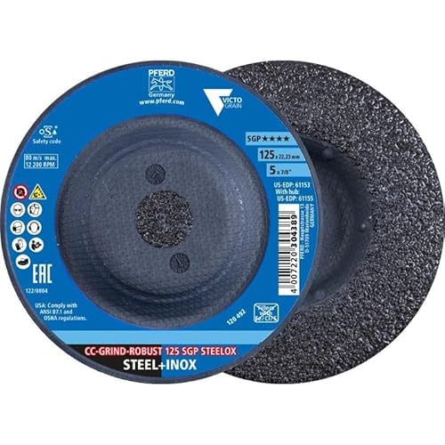 PFERD CC-GRIND-ROBUST Schleifscheibe 125x22,23 mm Speziallinie SGP STEELOX für Stahl/Edelstahl 5 Stk