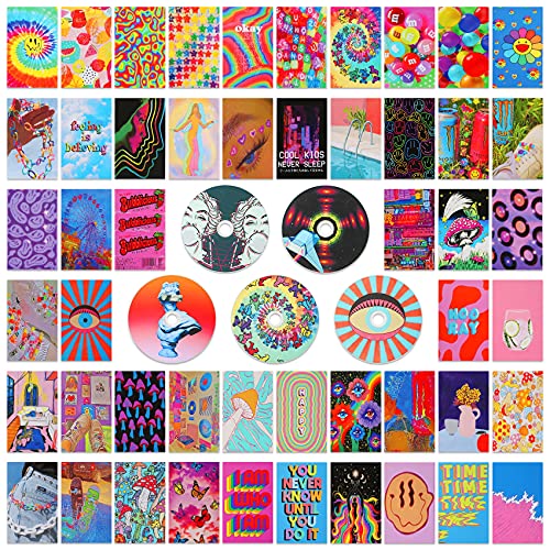 Indie Room Decor for Bedroom Aesthetic, Y2k Room Decor Aesthetic Posters, Wall Collage Kit Aesthetic Pictures, Cute Photo Wall Decorations for Teen Girls, Y2k Kidcore Hippie Trippy Grunge