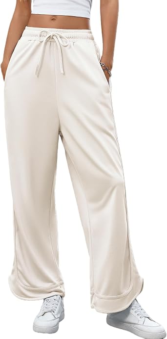 Womens Wide Leg Baggy Sweatpants Drawstring High Waist Athletic Joggers Workout Trousers Casual Pants