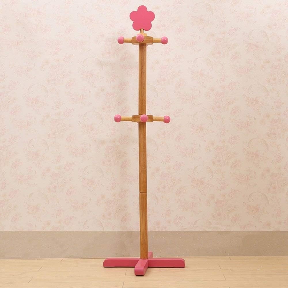 HLRCoat Racks Free Standing Coat and Hat Rack Children Rubber Wood Assembly Stand