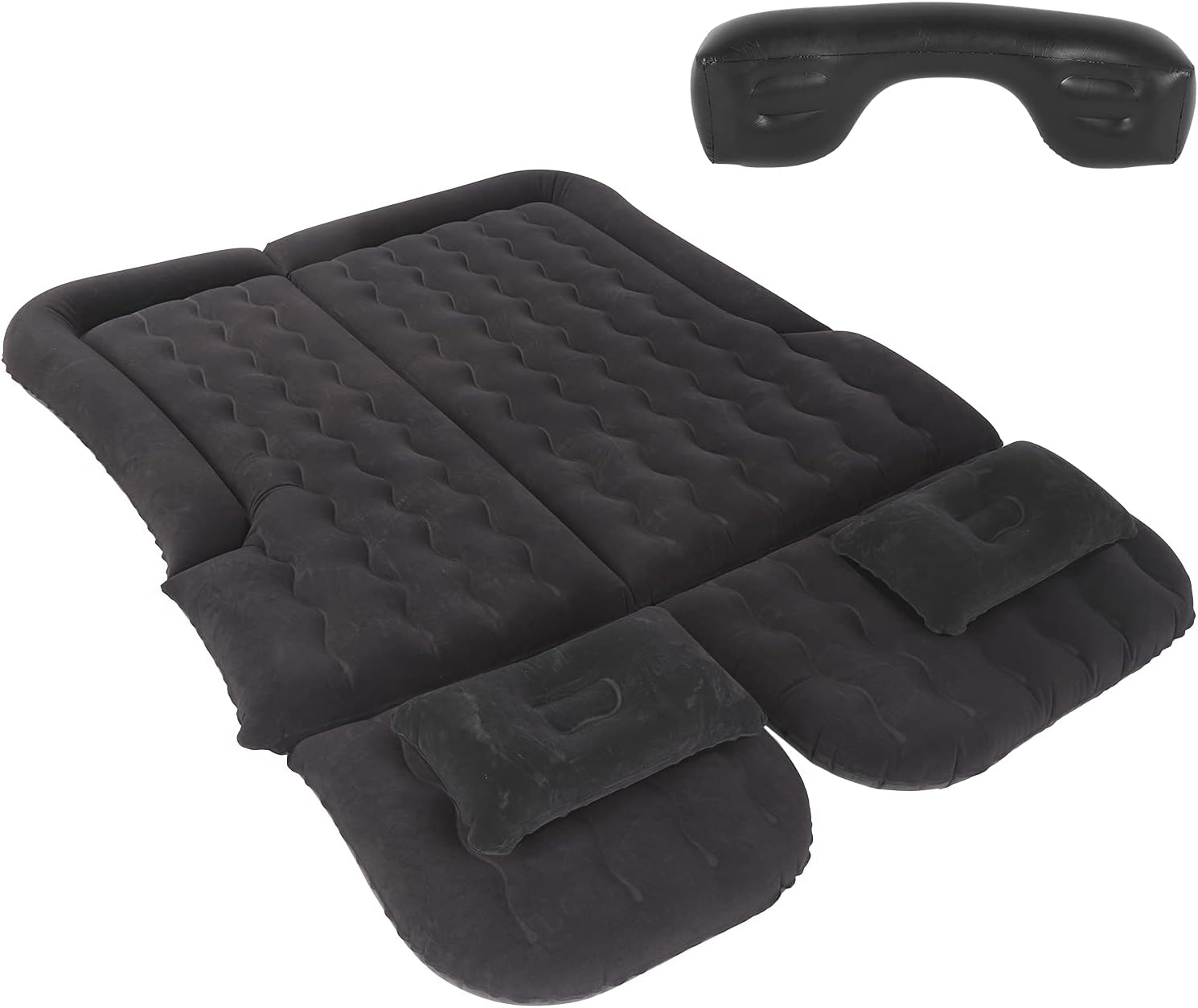 Air Mattress, 12V Electric Inflator Pump for SUV RV, Flocking Surface Inflatable Bed, Travel Mattress Pump for Car, MPV (Black)