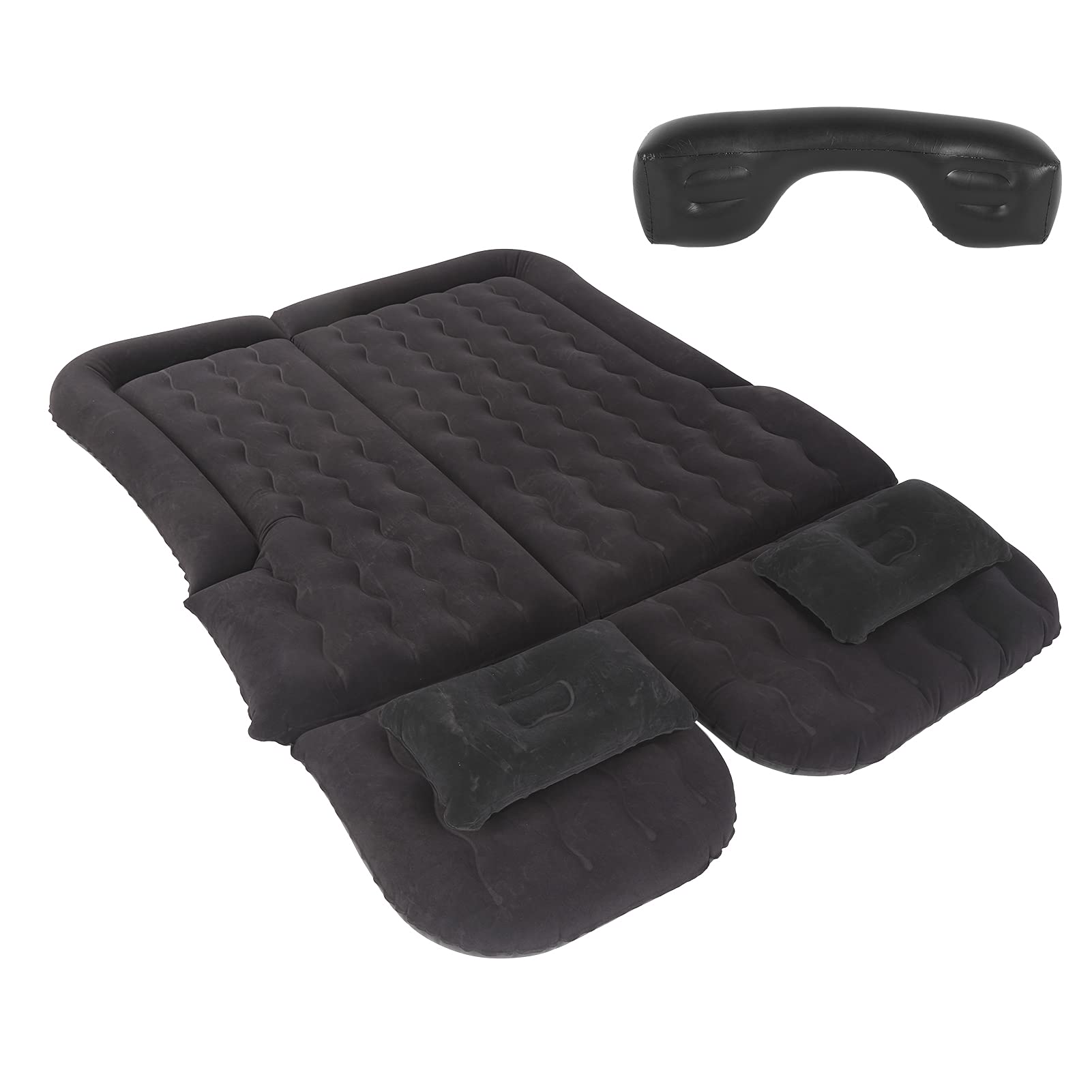 Materac Dmuchany Elektryczna Pompa Inflatora Miękkie Flokowane łóżko Kempingowe do SUV MPV RV 12 V 174x126 Cm (Czarny)
