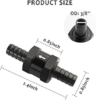 Vista 2 de Válvula de retención de combustible de 3/8 pulgadas, grabada con dirección de flujo, válvula unidireccional de aleación de aluminio para aire