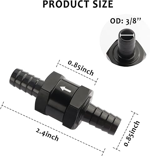 Miniatura 2 de Válvula de retención de combustible de 38 pulgadas, grabada con dirección de flujo, válvula unidireccional de aleación de aluminio para aire,