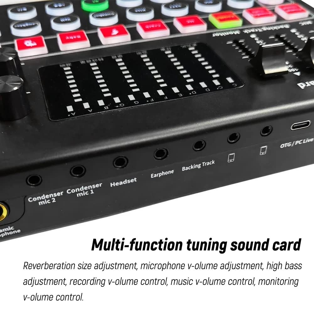 MRKU Interface Audio M9 Carte Son Mixeur Vocal en Direct Carte Son USB Externe Carte Son à Effets Multiples Carte mixeur