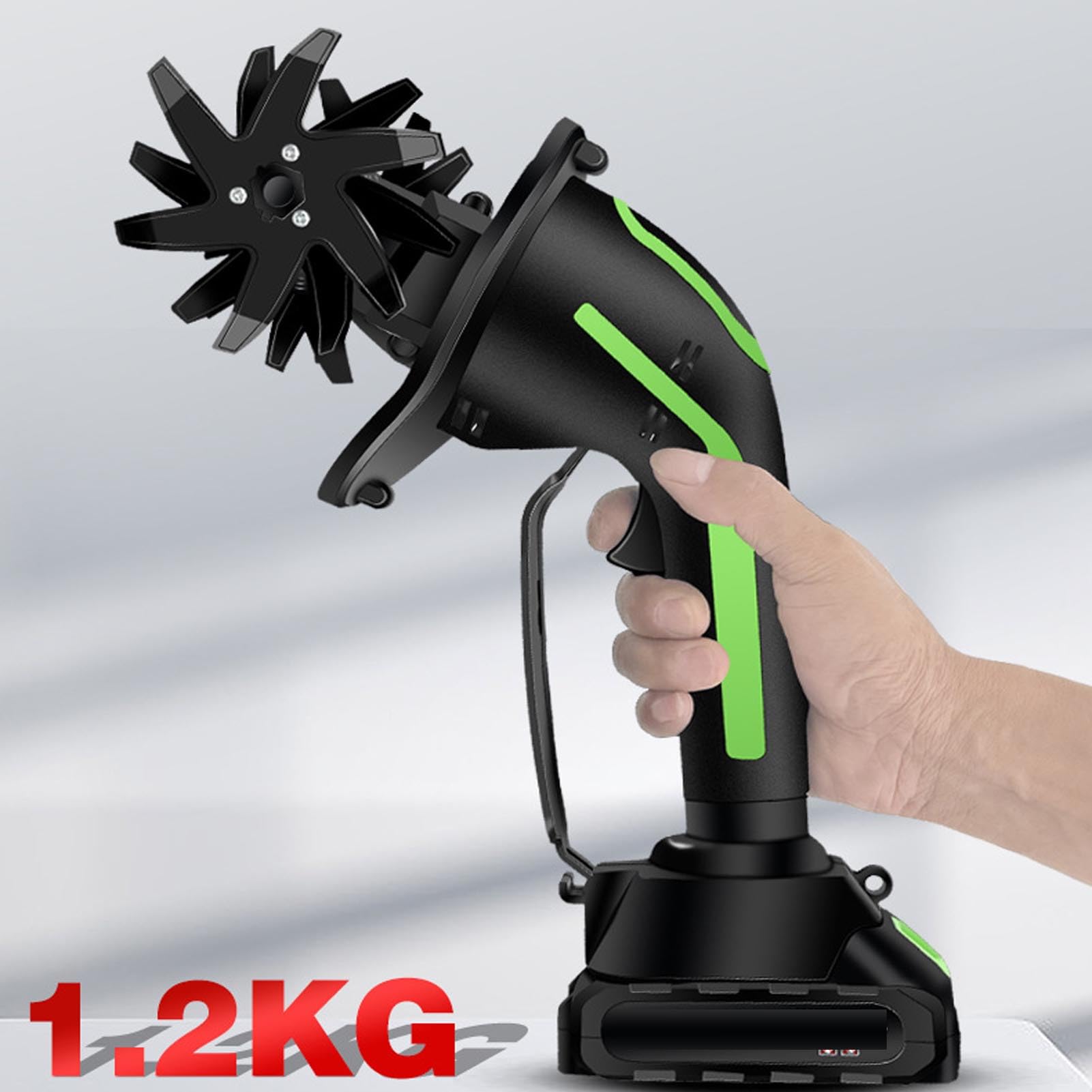 Luocute Motozappa a Batteria, Motozappa Elettrica Ricaricabile con 2 Batterie da 1500 MAh, velocità 235 Giri/min, Larghezza e profondità di Lavorazione 3,9 Pollici per la (Spina europea)