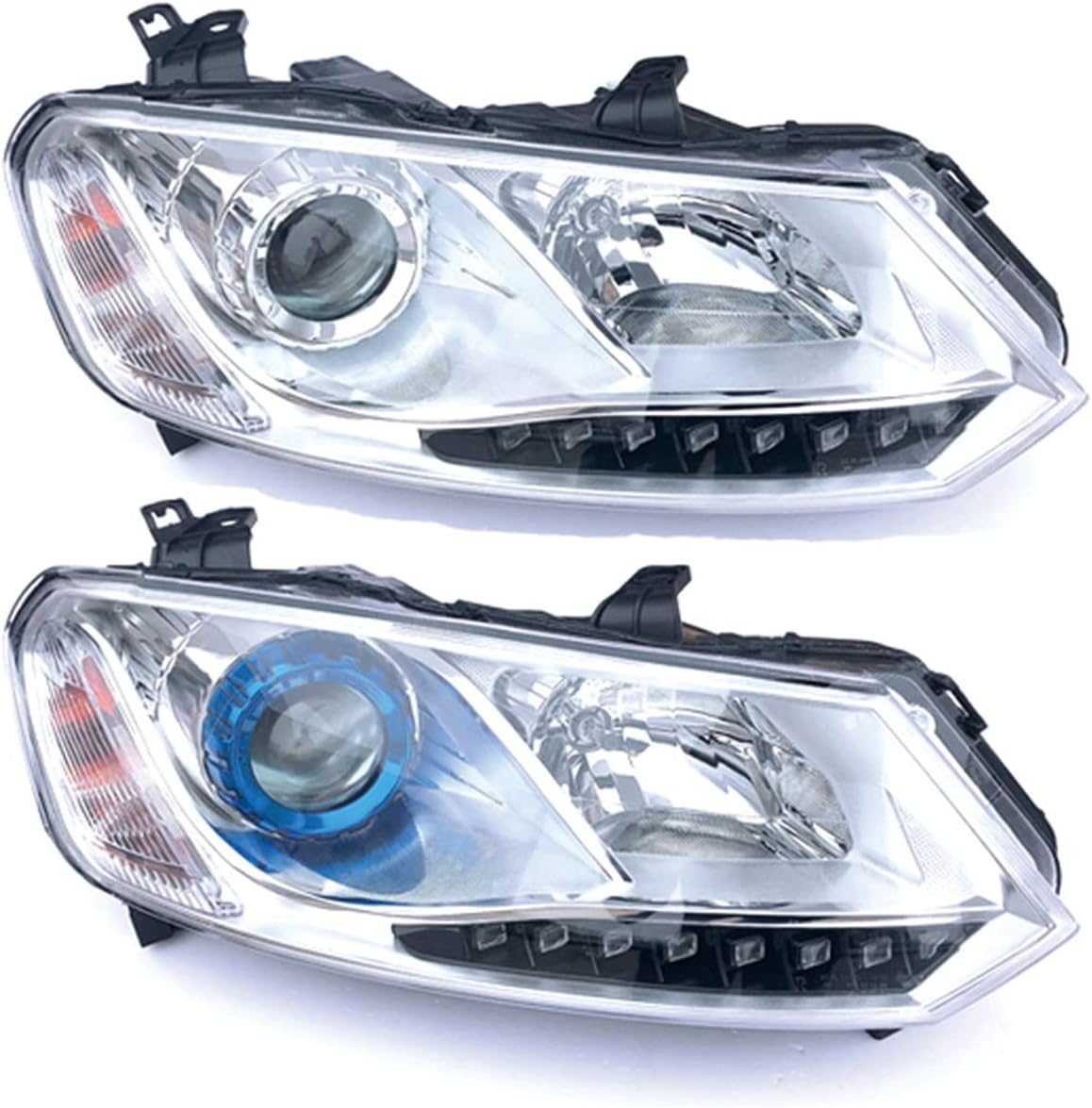 Front Bumper Headlight Headlamp Head Light Head Lamp Assembly Compatible With ZOTYE AUTO T600 2014 2015 2016 2017(White 8 lines,Left side)