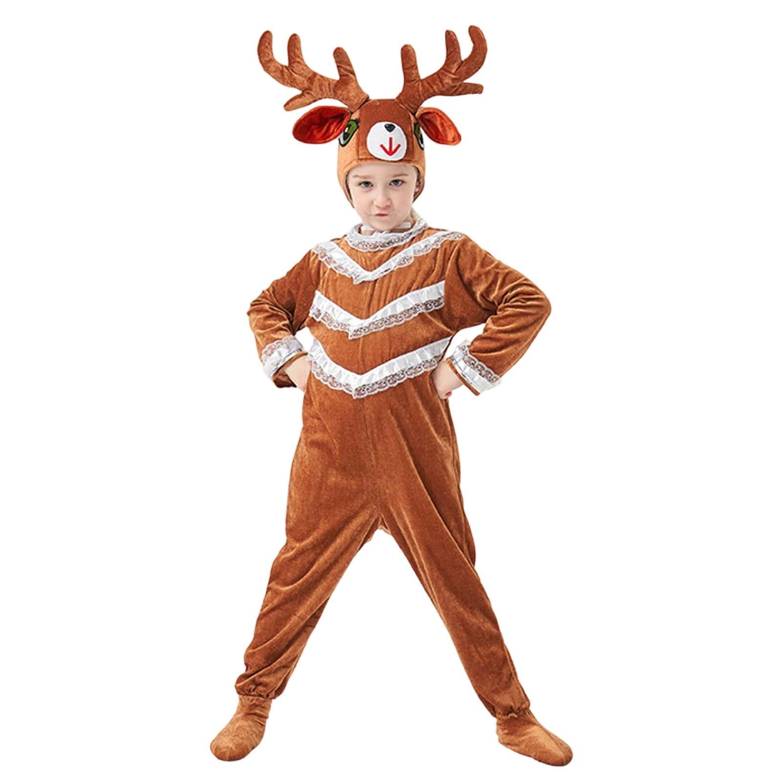 Generisch Kostium dziecięcy renifera, zwierzę, do gry filmowej, uroczy strój na wieczór kawalerski, przebranie cosplay, garderoba na święta, festiwale, występy