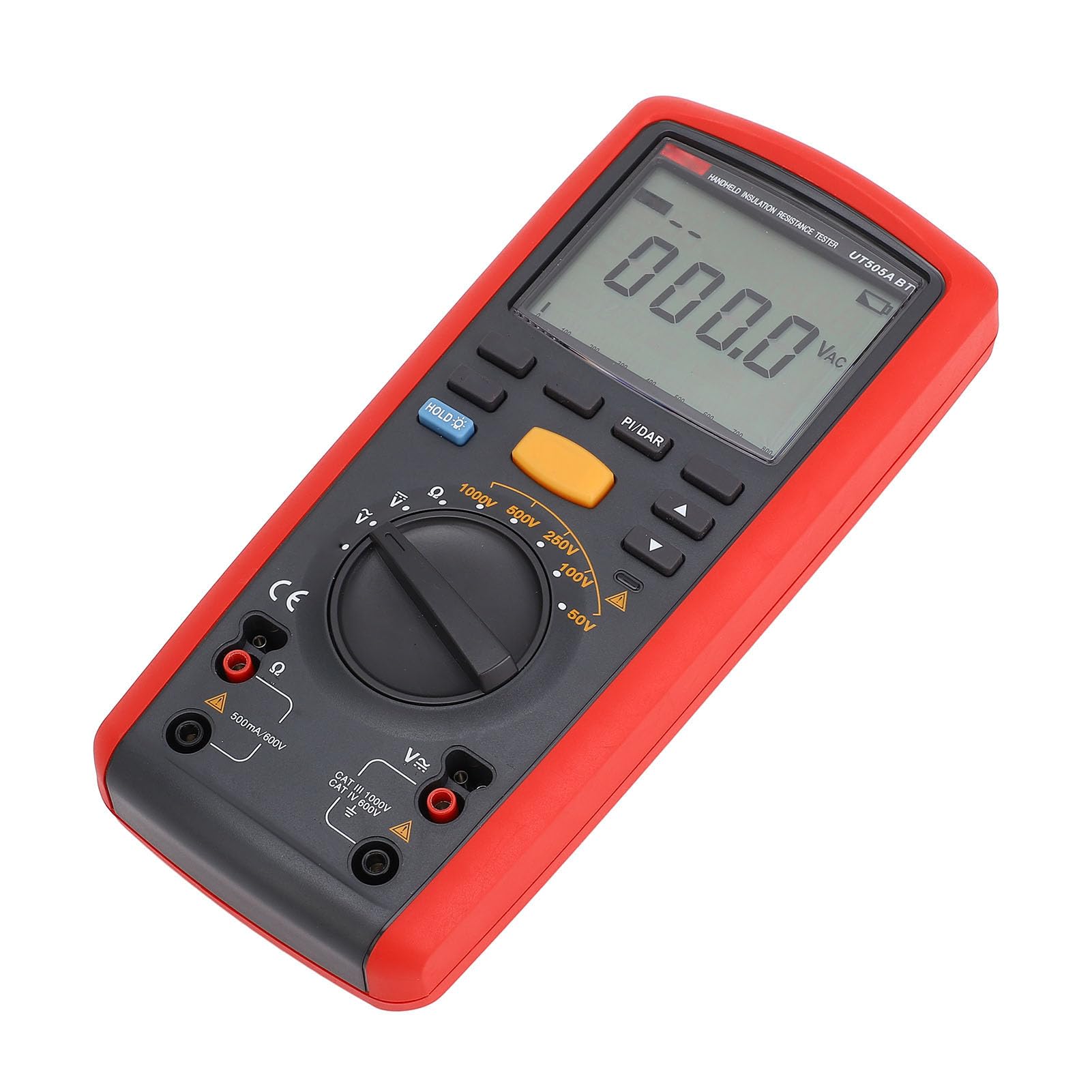 ViaGasaFamido Tragbarer Digitaler Isolationswiderstandstester, UT505A Megaohmmeter mit Drahtloser Datenübertragung und Hochspannungsalarm für die Inspektion Elektrischer Komponenten