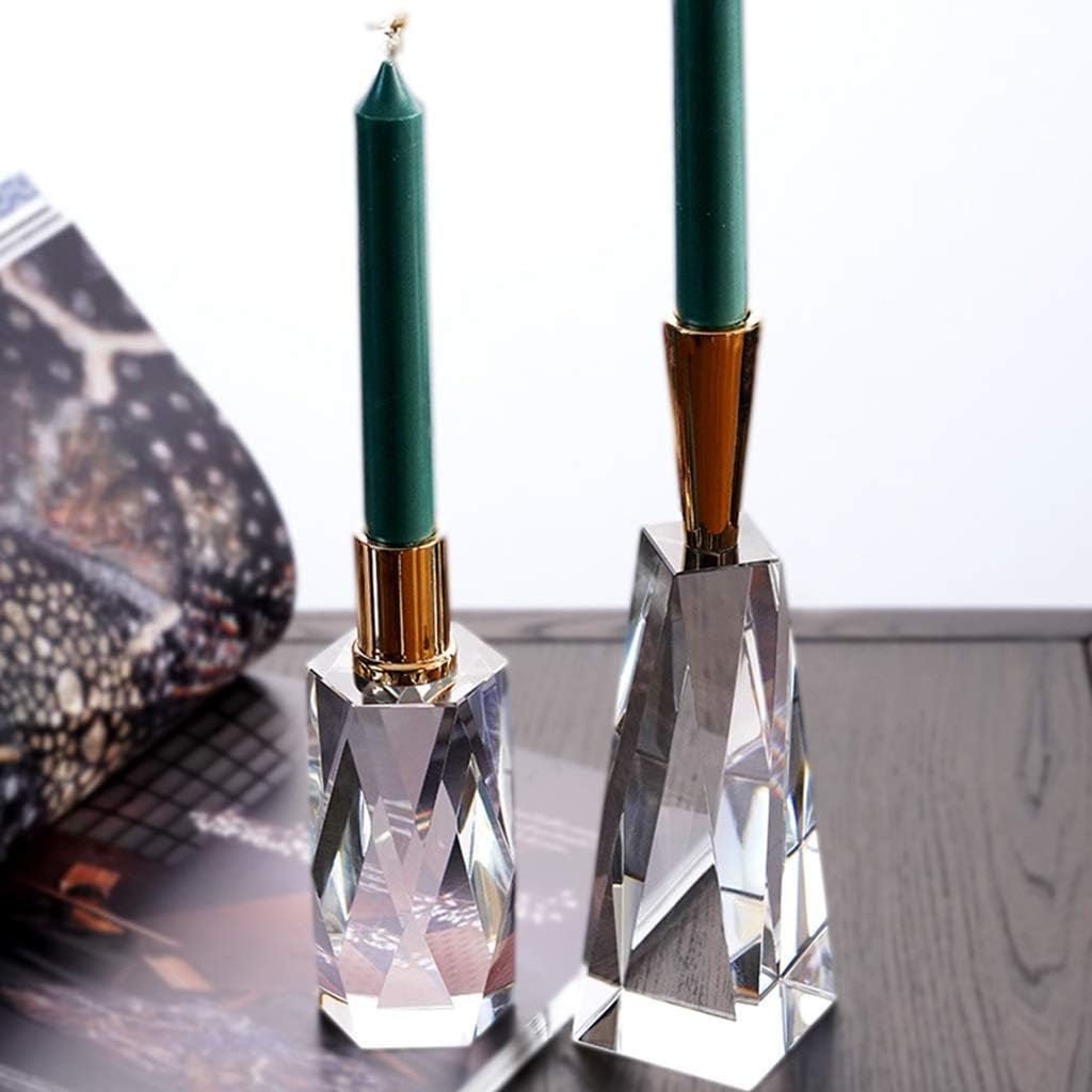 Candelabras Multilateral Crystal Cut Candle Holder, Nordic Style Metal Candlestick, Modern Fashion Candelabra, Light Luxury Desktop Ornaments, for Christmas Decoration