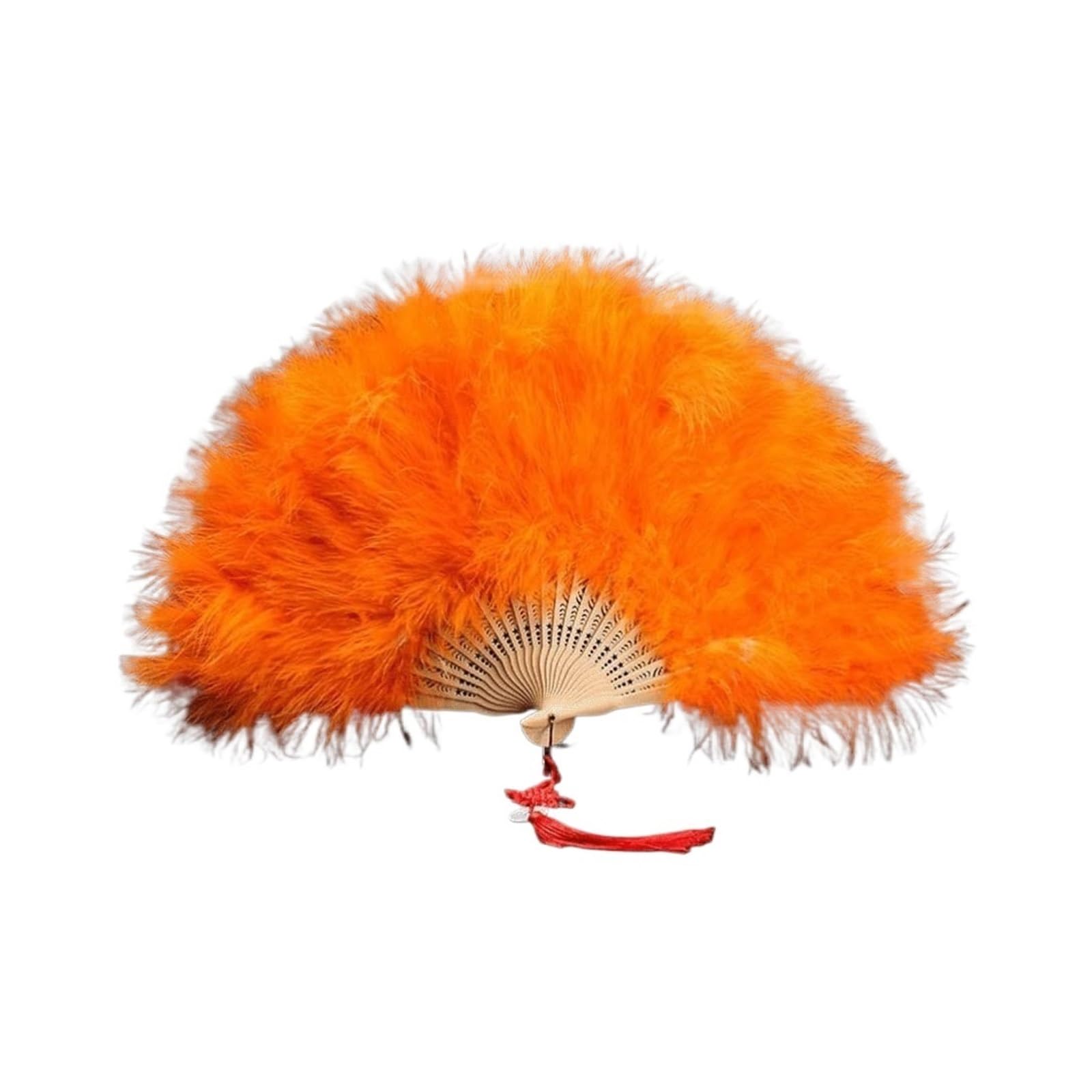 Folding Fans Feather Fan Vintage Folding Fan Flapper Hand Fan Handheld Fans Multi-Color Optional for Costume Dancing Show Tea Party Decorative(Color:Dark Roze) (Orange one size)