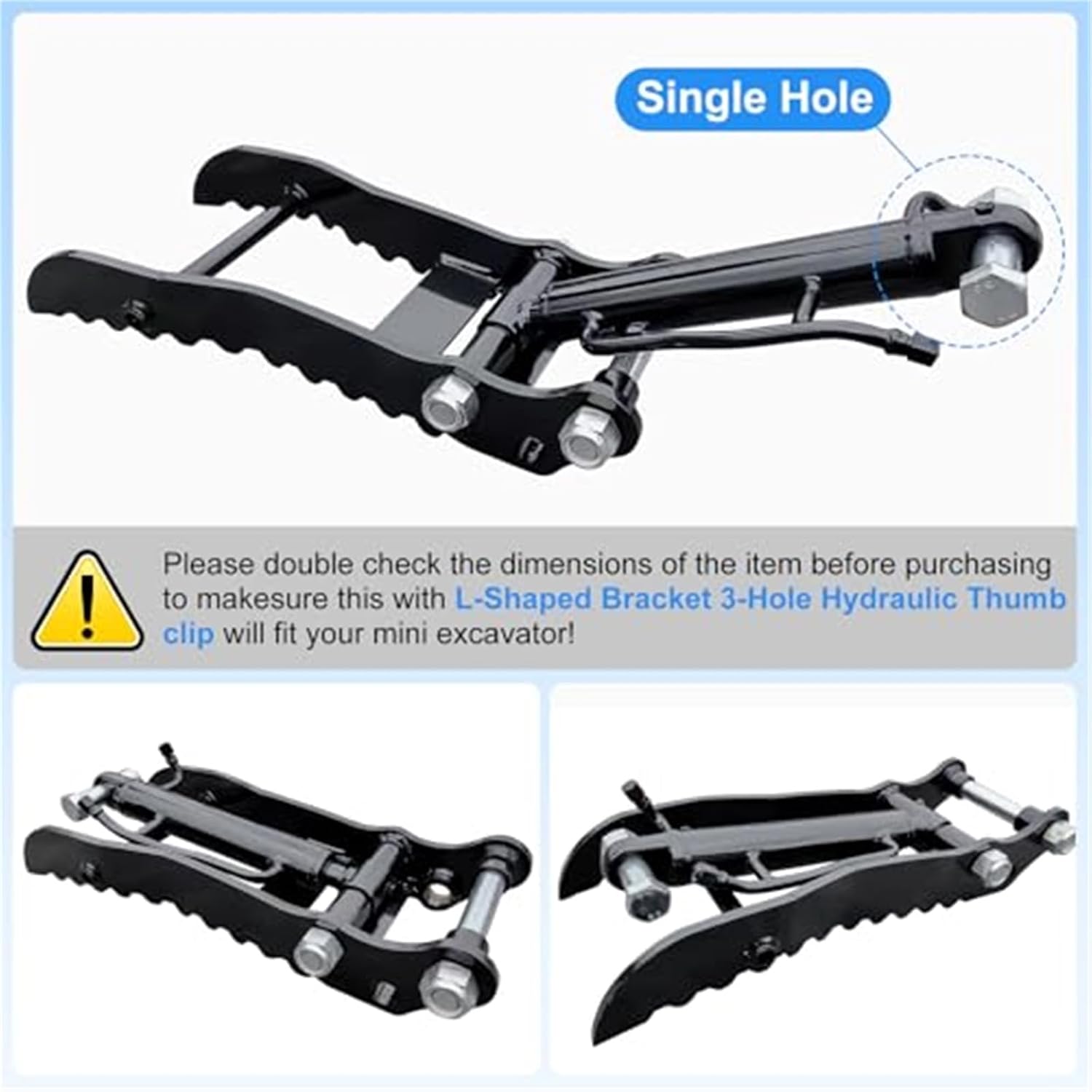 Hydraulic Thumb Clip, for MINI,Excavators,Versatile Attachment,for 0.8-1.5 Ton Machines,Includes 2 Hoses and Screws,Fits Typhon