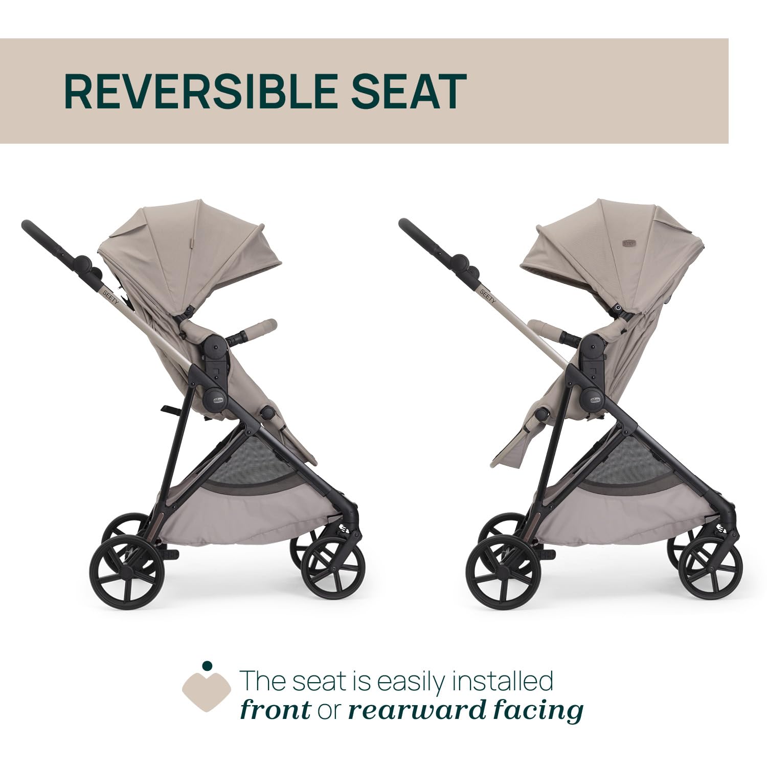 Chicco Cochecito Seety, Cochecito Ligero y Compacto De 0 Meses a 4 Años, Capacidad Máxima 22 kg, Cochecito Plegable,Respaldo Reclinable,Cierre Automático con 1 Movimiento, Capota Parasol y Cubrelluvia