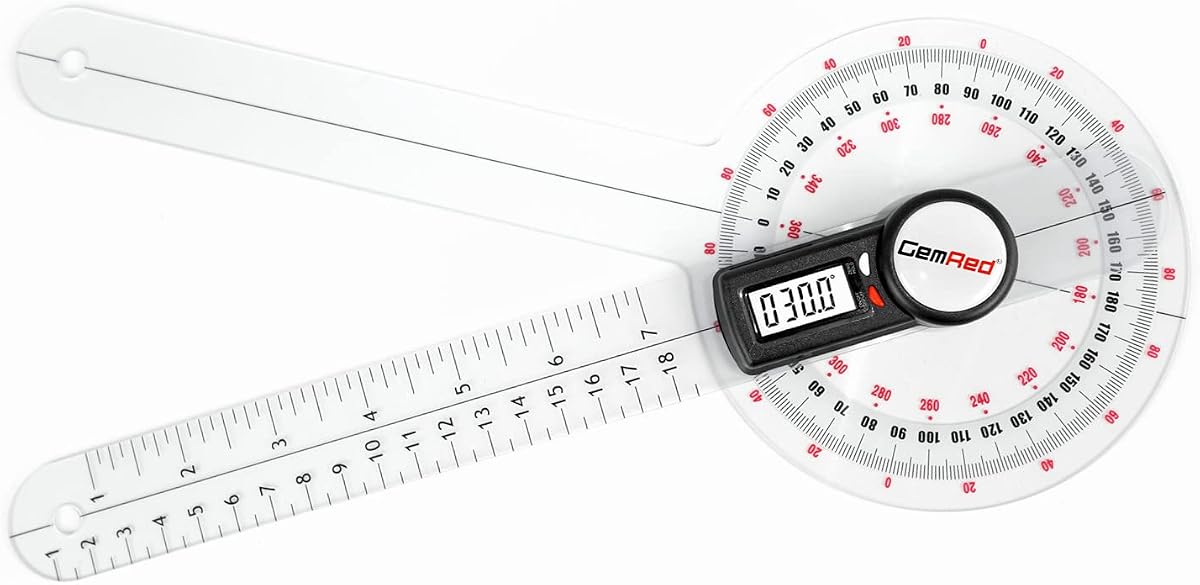 GemRed 12" Digital Goniometer for Joint Range of Motion ROM Measurement