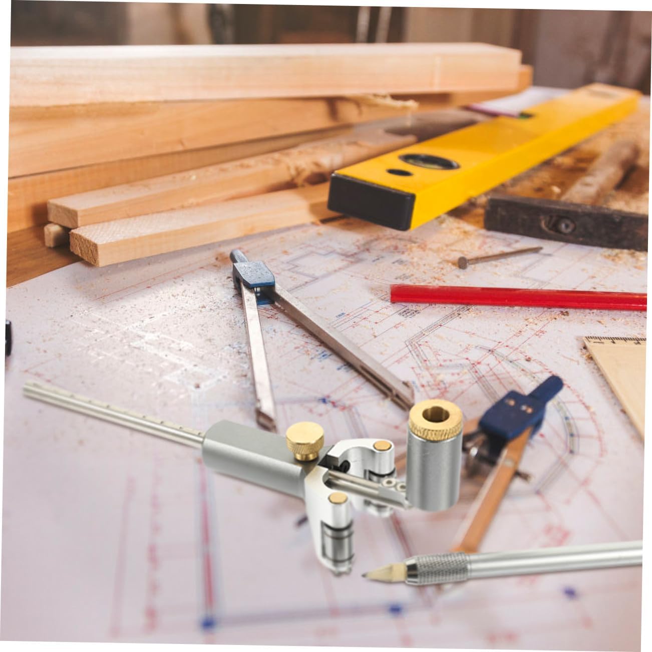 Curved Parallel Marking Gauge Dual-purpose Scriber Tool for Woodworking Portable Automatic Scribe Sturdy Woodworker Accessory Random Color