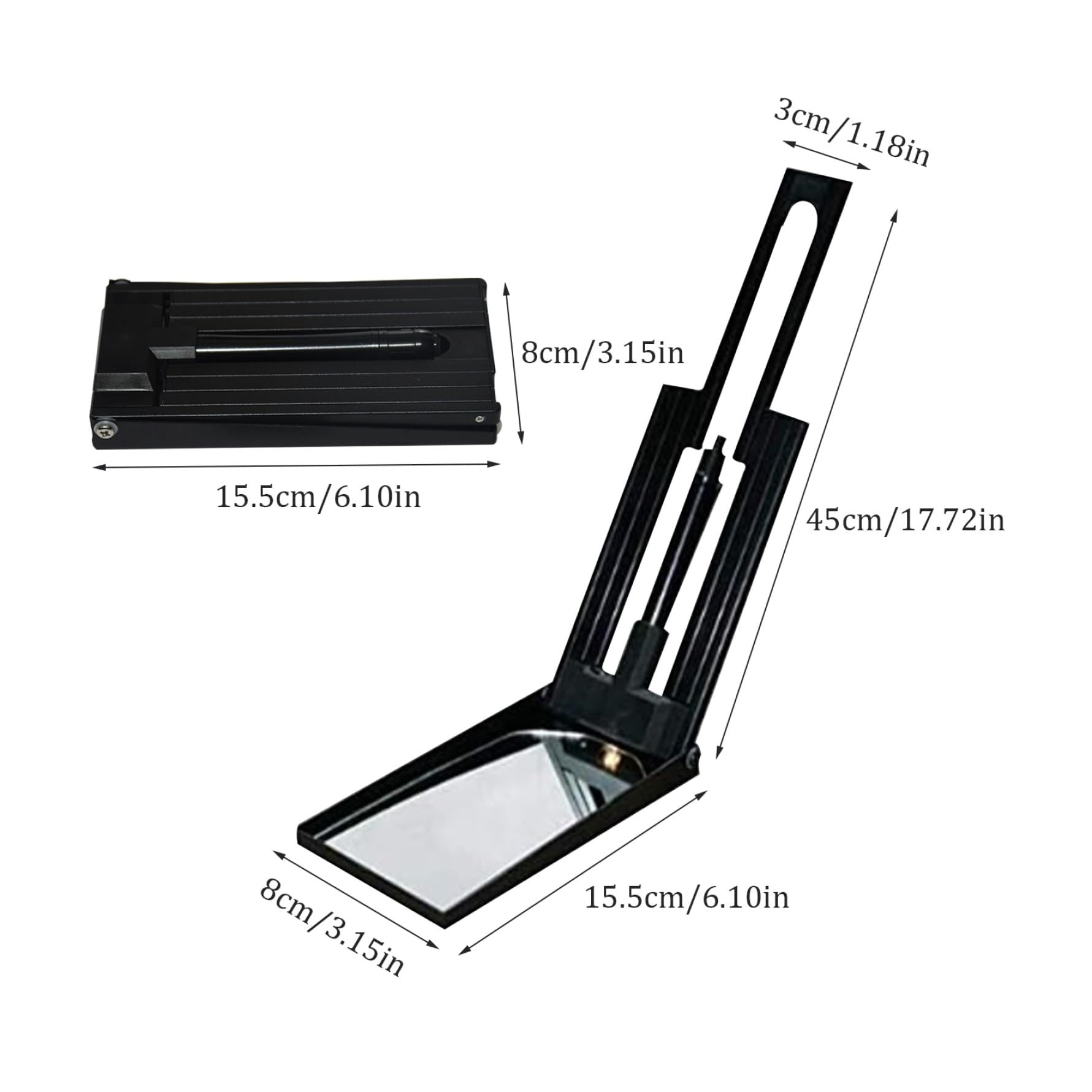 Miroir d'inspection LED pliable et portable sous le véhicule, miroir télescopique en verre acrylique alimenté par batterie, miroirs d'inspection grand angle pour tube de canapé de voiture, sans ba..
