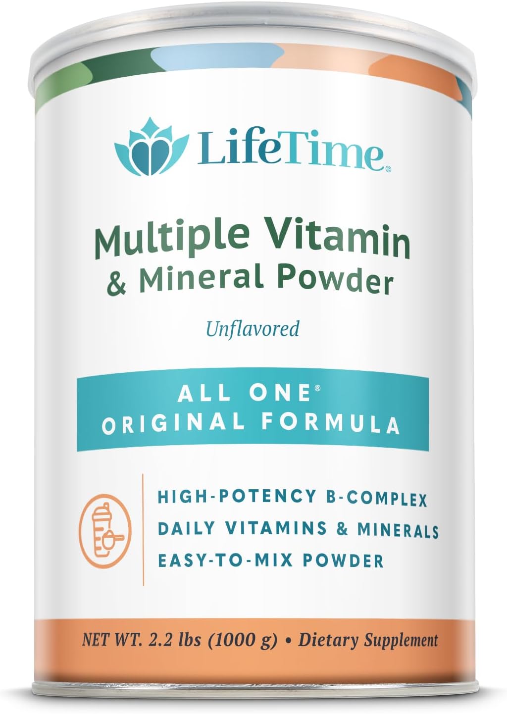 LifeTime Multiple Vitamin & Mineral Powder - Daily Multivitamin, Powdered Vitamins, Drink Mix for Women & Men, All in One Protein Smoothie Powder, 8g Protein - Original Formula, 2.2 lbs (66 Servings)