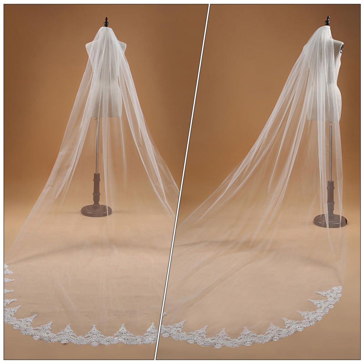 CALLARON 2stücke Hochzeits Schleier Aus Spitze Langer Einlagiger Brautschleier Für Romantische Hochzeiten Und Feierlichkeiten Ergänzung Für Brautmode Und Hochzeitsfotos