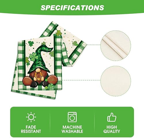 Miniatura 5 de Artoid Mode Shamrock Lucky Buffalo - Camino de mesa de gnomos a cuadros del día de San Patricio, decoración de mesa de comedor para decoración