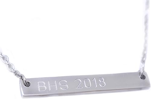 Miniatura 3 de Personalized Skinny Horizontal Gold Bar Birthstone Necklace Name Plate Custom Silver Present for Mom