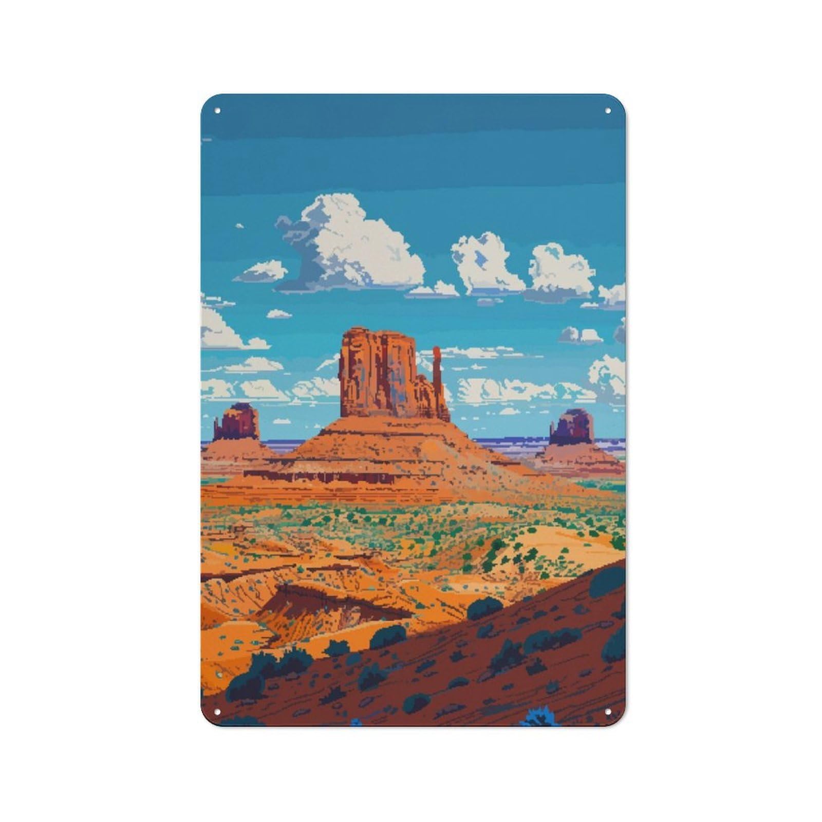 Junmoney Utah Pixel Art Tin Wall Plaque 30X20cm With For Dining Room Or Kitchen, For Vintage Wall Decor Fans, For Themed Room Decoration