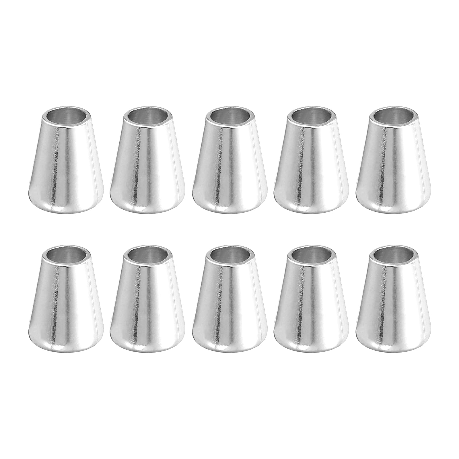 sourcing map 10Pcs Alloy Bell End Stoppers, 14mm x 12mm Cord Ends Lock Toggle Cap End Stopper Rope Fasteners for Clothes Backpack Drawstring, Silver