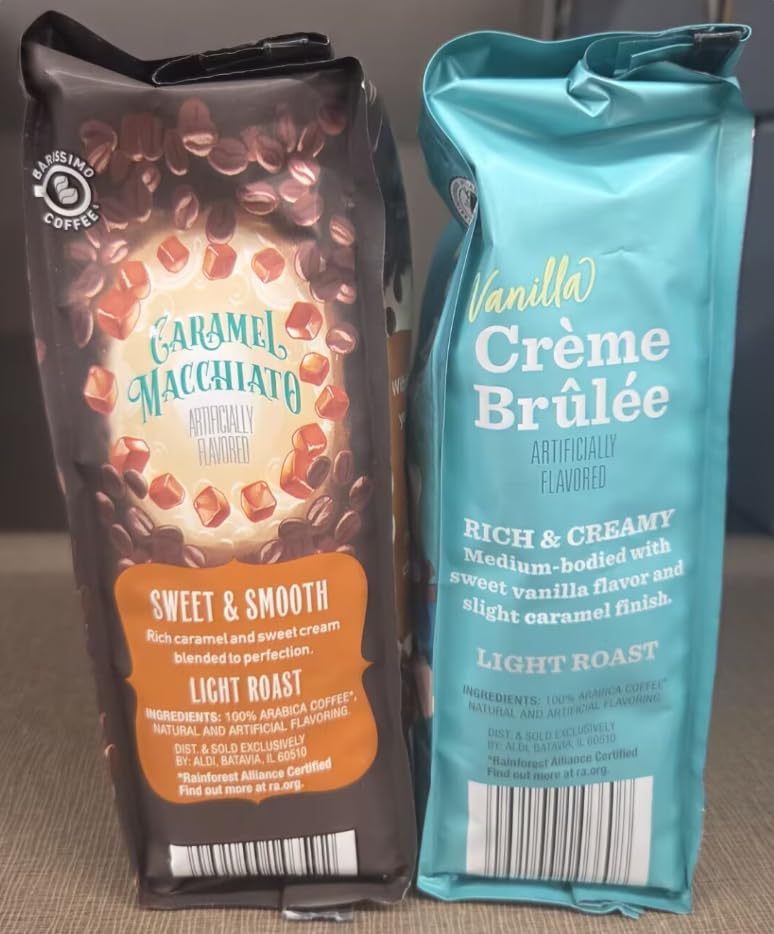 Barissimo Limit Edition Caramel Macchiato and Vanilla Crème Brulee Ground Coffee 12oz 340g (Two Bags)