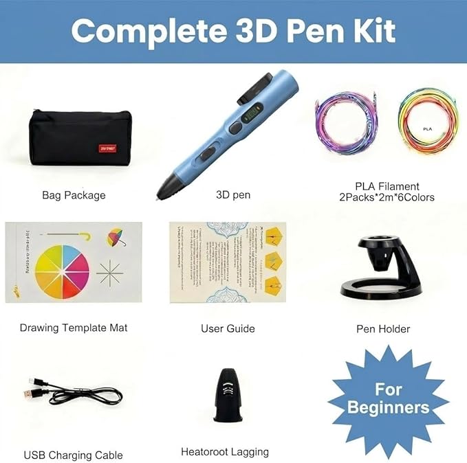 Lápiz 3D LinkSpoX con temperatura ajustable, compatible PLA/ABS, LCD, azul miniatura 6