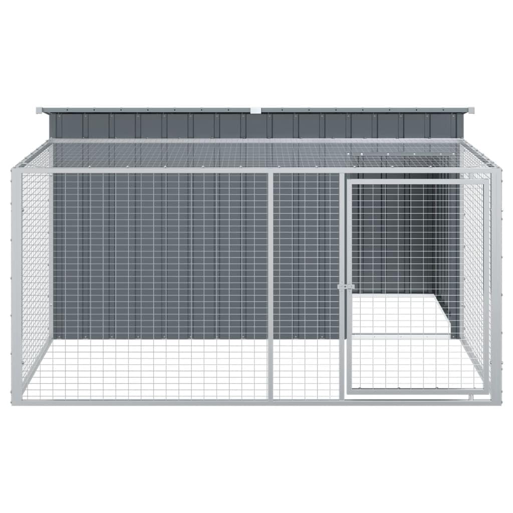 vidaXL Niche pour Chien avec enclos Anthracite 197 x 194 x 110 cm Acier galvanisé