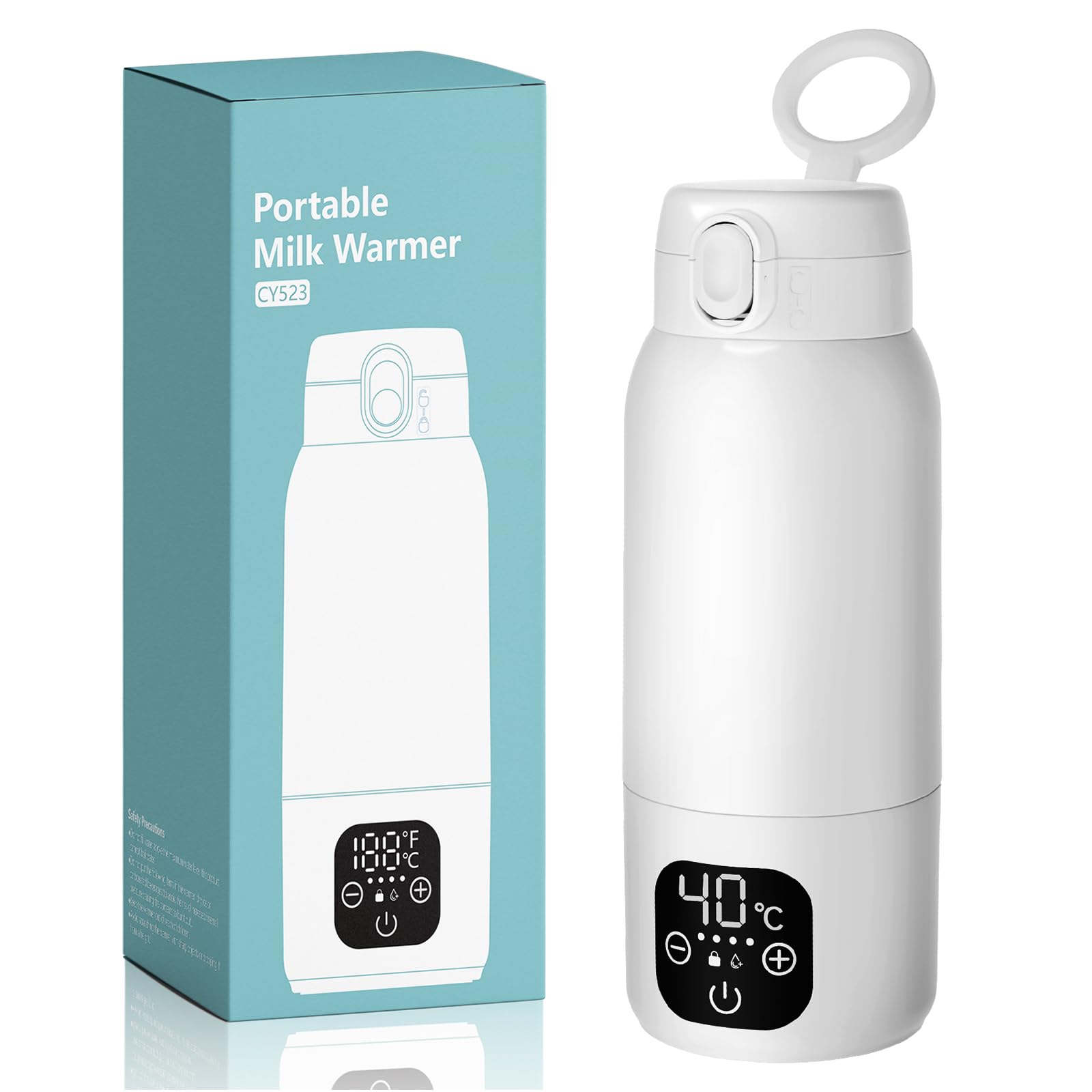 Tragbarer Flaschenwärmer Baby Unterwegs, 3 min Schnellheizung für Muttermilch und Wasser, 500ml Kapazität mit Pasteurisierung und präziser Temperatursteuerung, 11000mAh Akku