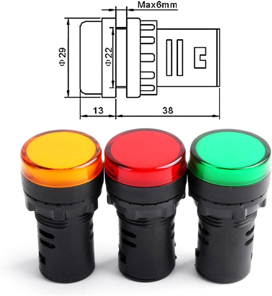 Baomain AD16-22D/S31 12 V 20mA Energy Saving LED Indicator Light Green Yellow Red Blue White 5 Pcs : Industrial & Scientific