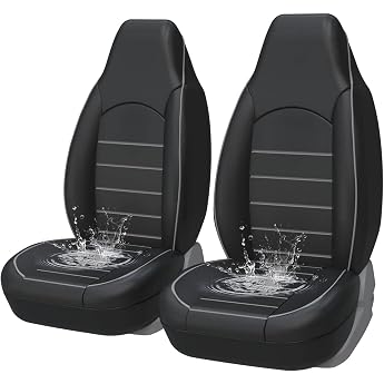 AUTOYOUTH Seat Covers Front Seats Universal PU Leather Seat Protector Black Gray for Workshop Leisure and Sports - Car Accessories Interior Car Seat Protector