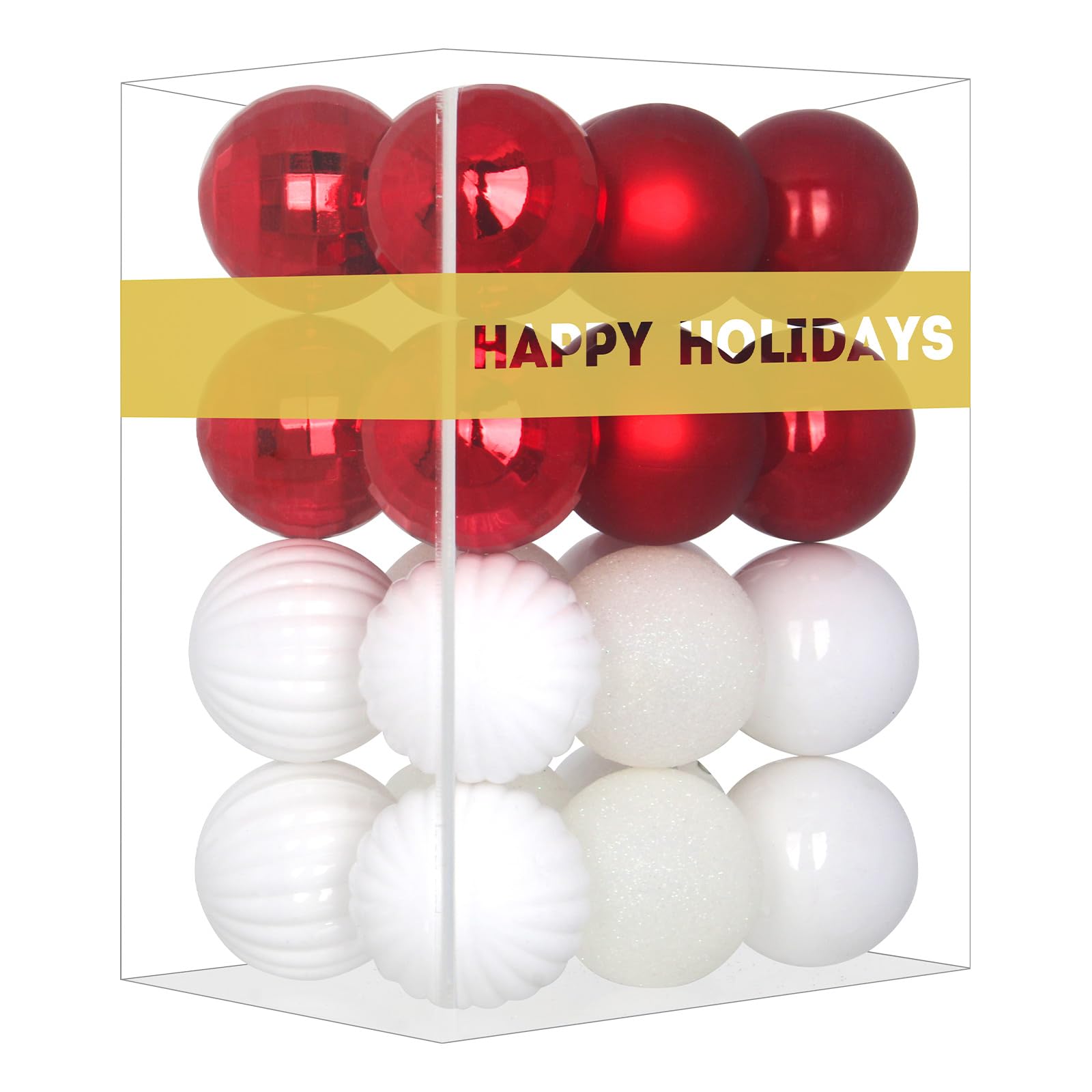 Lot de 24 grandes boules de Noël incassables à suspendre pour anniversaire, Halloween, vacances, mariage (rouge et blanc) - 8,1 cm