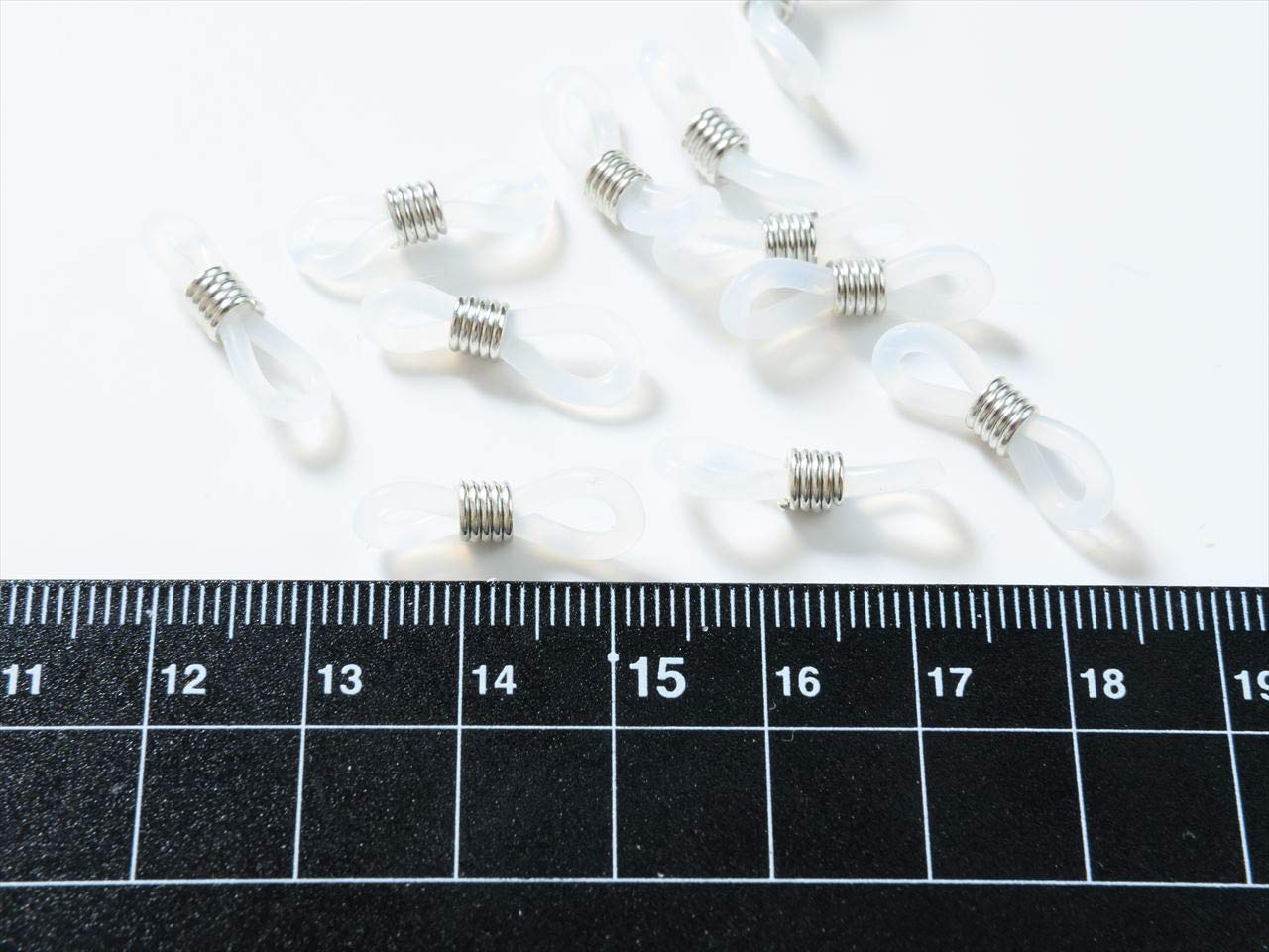 Amazon.co.jp: 紗や工房 メガネ留め クリア×シルバー 20mm 10個 10ヶ 