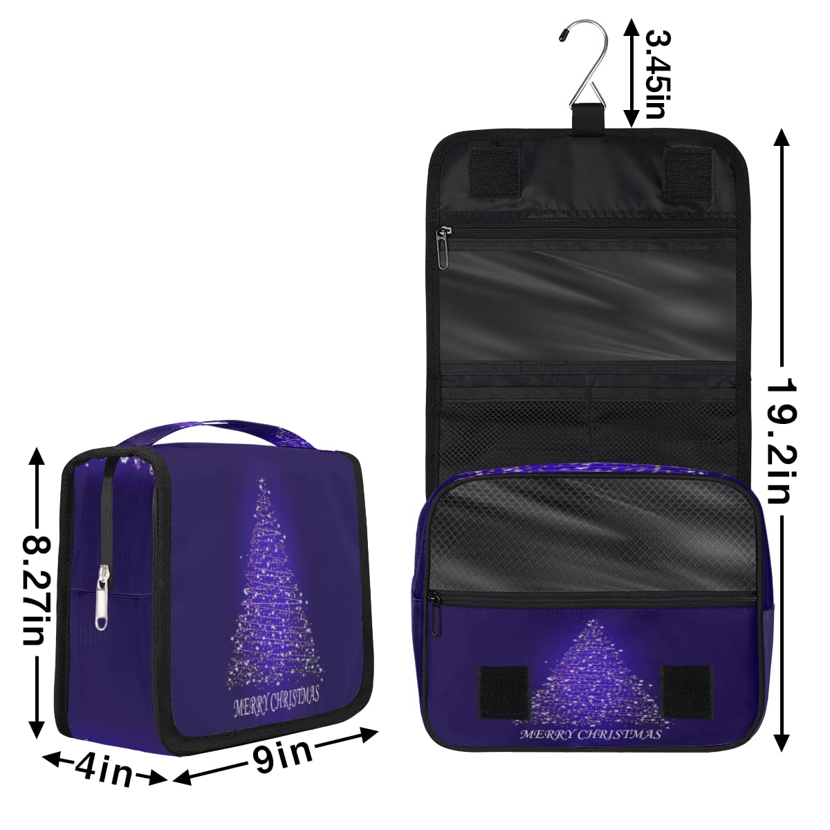 Wesołych Świąt Podróżna Kosmetyczka Choinka Mycie Torba Unisex Wiszące przybory toaletowe Kosmetyczka Organizer do makijażu, wielobarwny, Jeden rozmiar