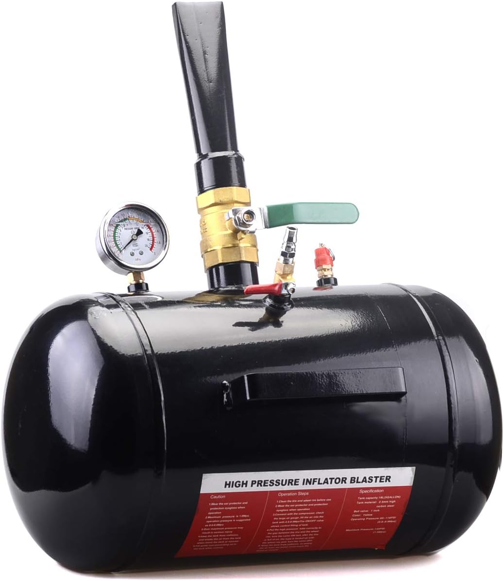 Mallofusa 5 Gallon Air Tire Bead Seater Blaster Tool Seating Inflator Car Tractor Truck ATV Tank Heavy Duty Black(US Stock)