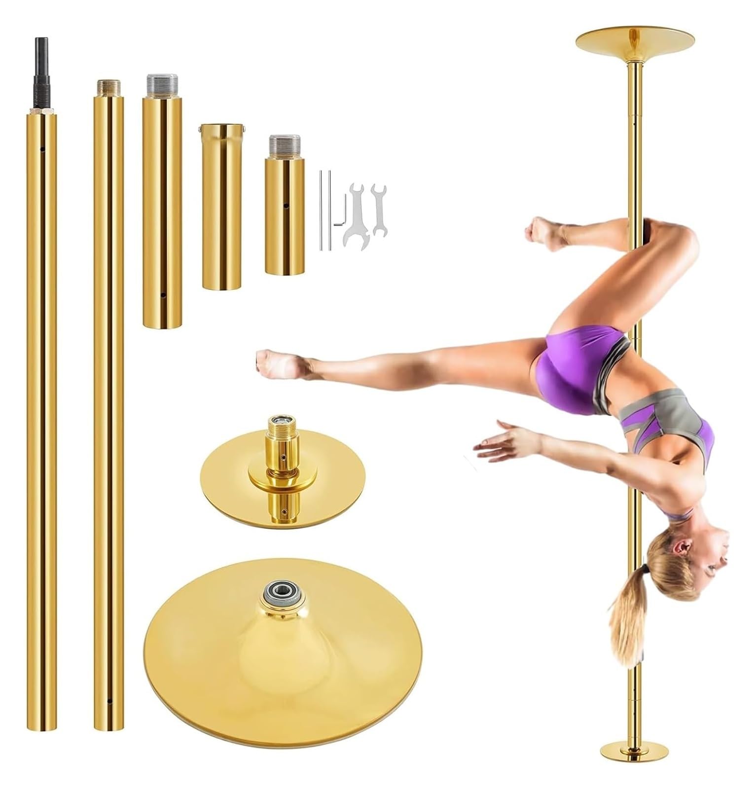 JYBNBBE Stripper Pole,Dance Pole, Portable Dance Pole Gold, Stainless Steel Stripper Pole Dancing Pole, Fitness Gym Equipment