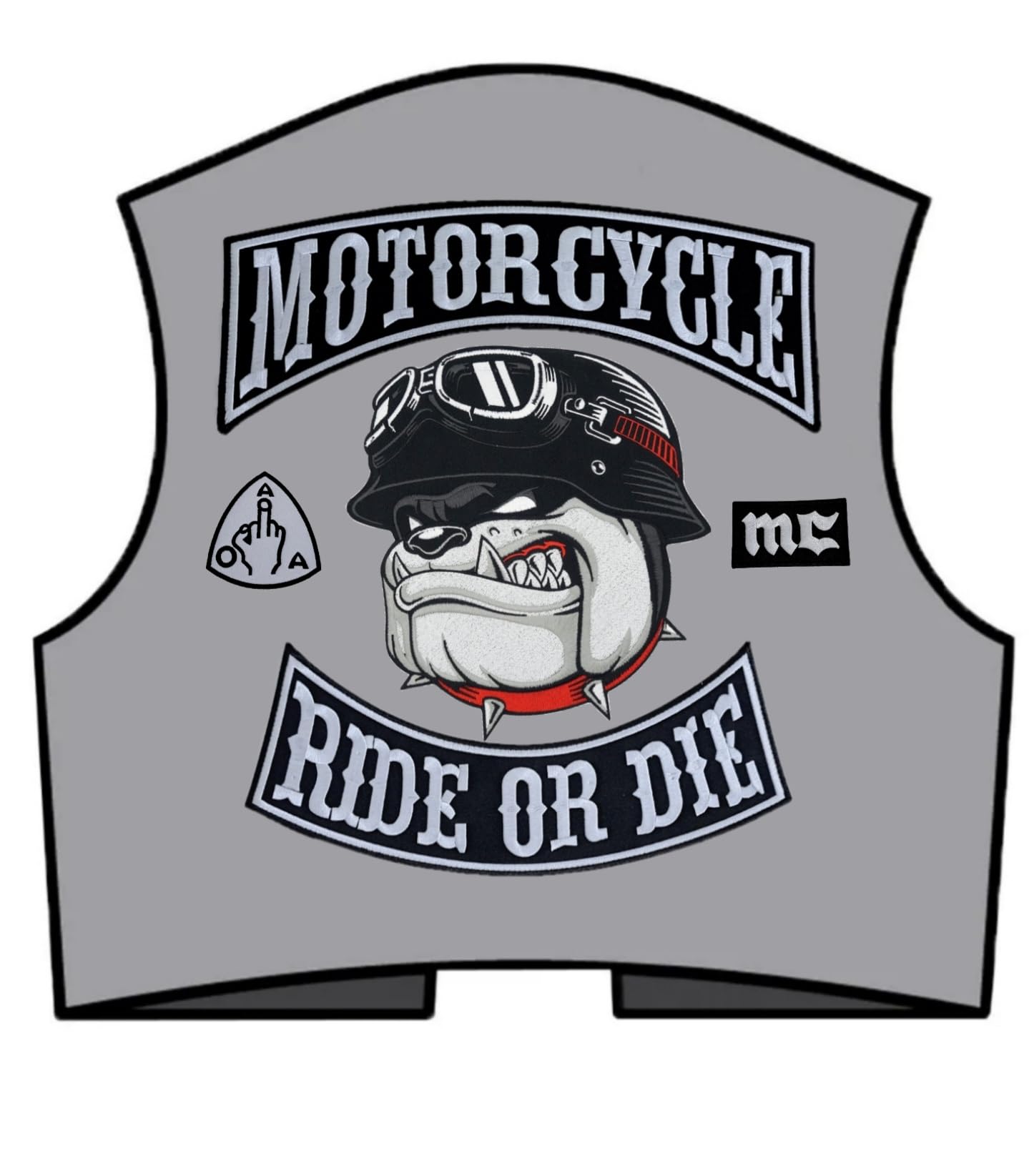 Juego de 5 parches bordados termoadhesivos para motocicleta, diseño de bulldog bordado en Pilot Motorcycle, para chaleco de moto, para decorar ropa de moto, chaleco DIY