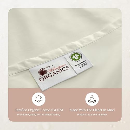 Miniatura 7 de Juego de 4 piezas de sábanas de percal 100 % algodón orgánico con certificación GOTS, perfectas para personas que duermen con calor, duraderas y