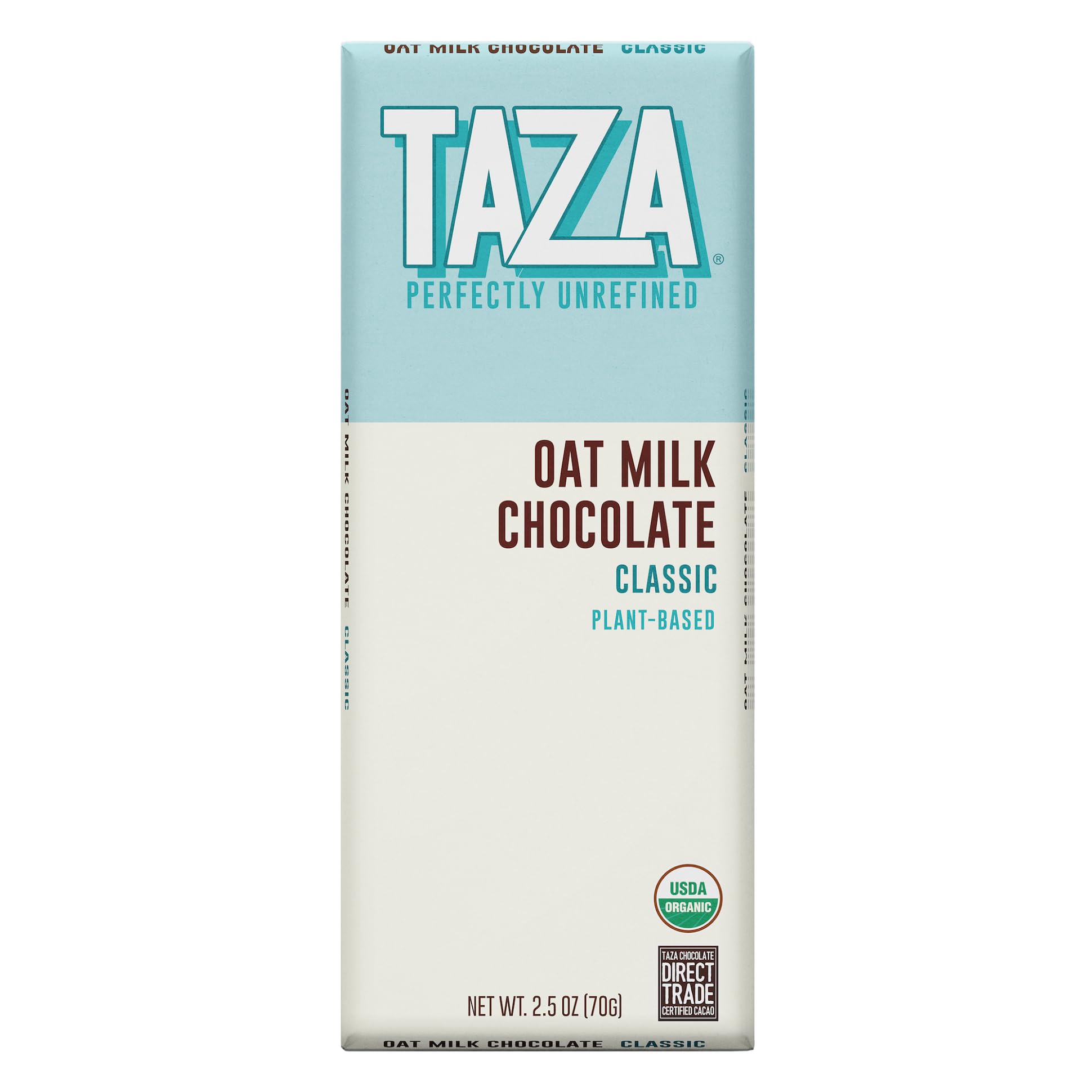 Taza Chocolate Organic Oat Milk Chocolate Bar, Classic, 2.5 Ounce (10 Count), Vegan