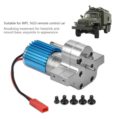 Miniatura 2 de Caja de cambios RC, caja de cambios de metal con motor de cepillo 370 para automóvil WPL 1633 RC (plateado) Modelo de accesorios de coche