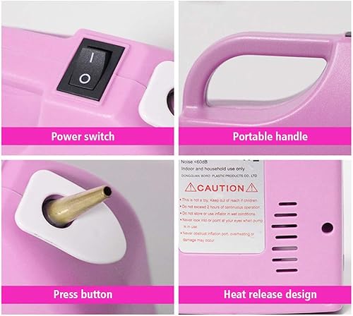 Miniatura 5 de Inflador eléctrico portátil de globos, bomba de globo recargable para modelado de torsión para cumpleaños, fiesta, decoración (rosa)