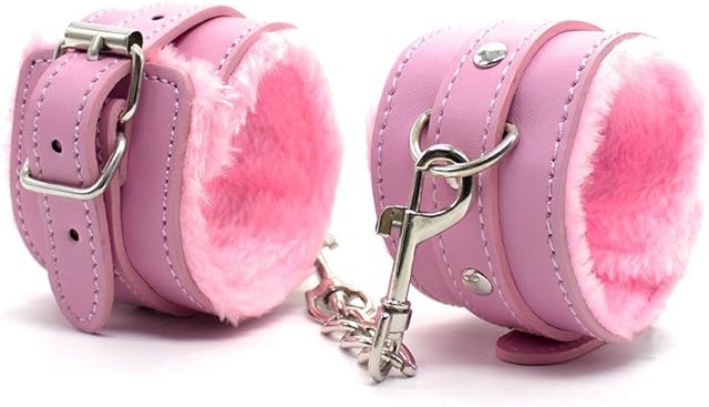 KuTi Kai Soft Plush PU Leather Wrist Bracelets Handcuffs 2019 (Pink)