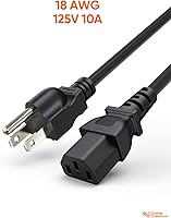 Vista 5 de CableCreation [Paquete de 2] Cable de alimentación universal de 1 pie 18 AWG para cable NEMA 5-15P a IEC320C13, 1.0 ft / negro