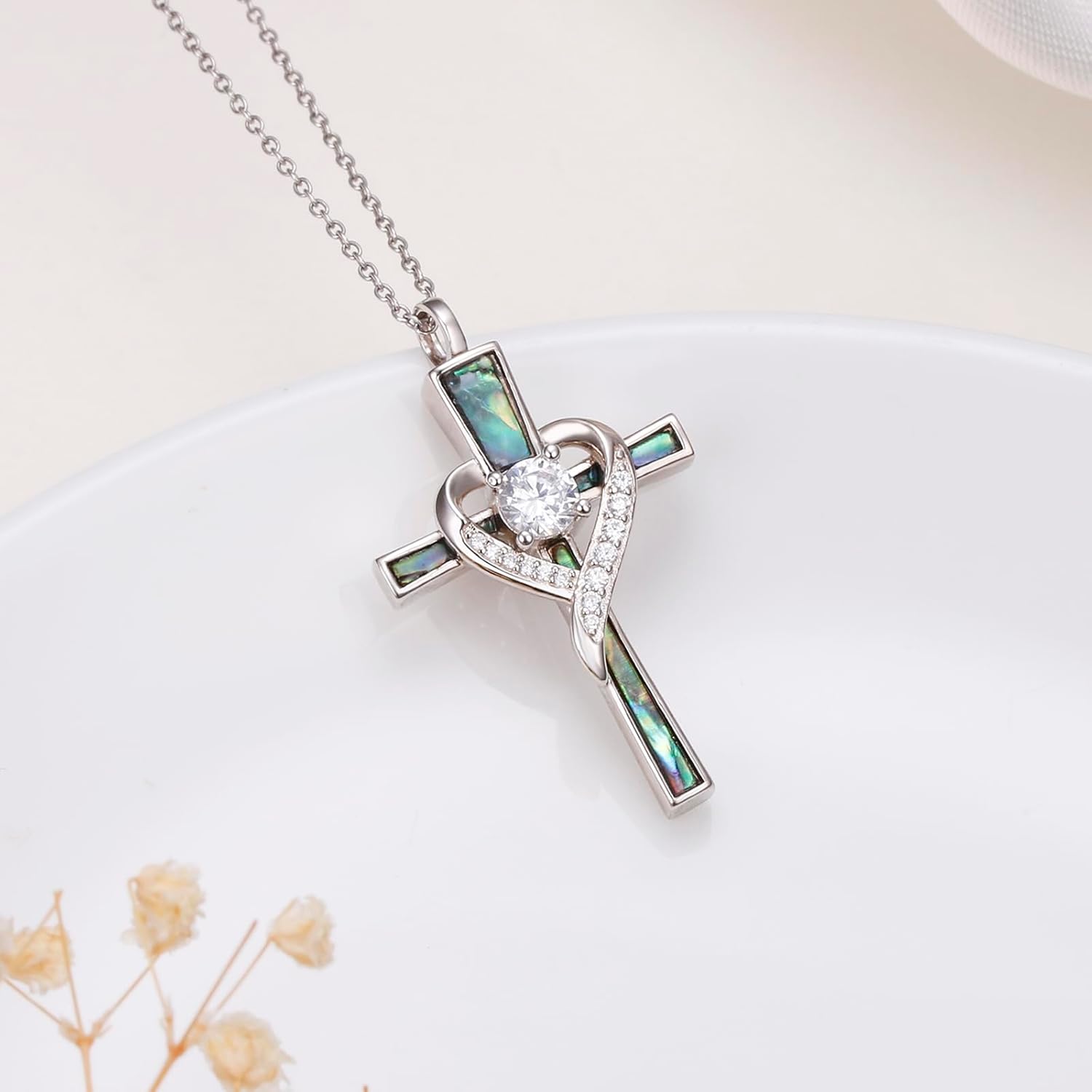 Ashes Necklace Sterling Silver Urn Necklaces for Ashes Cross/Infinity Cremation Jewelry for Human Pet Ash Keepsake Necklace Memorial Gift for Women Men - Image 2