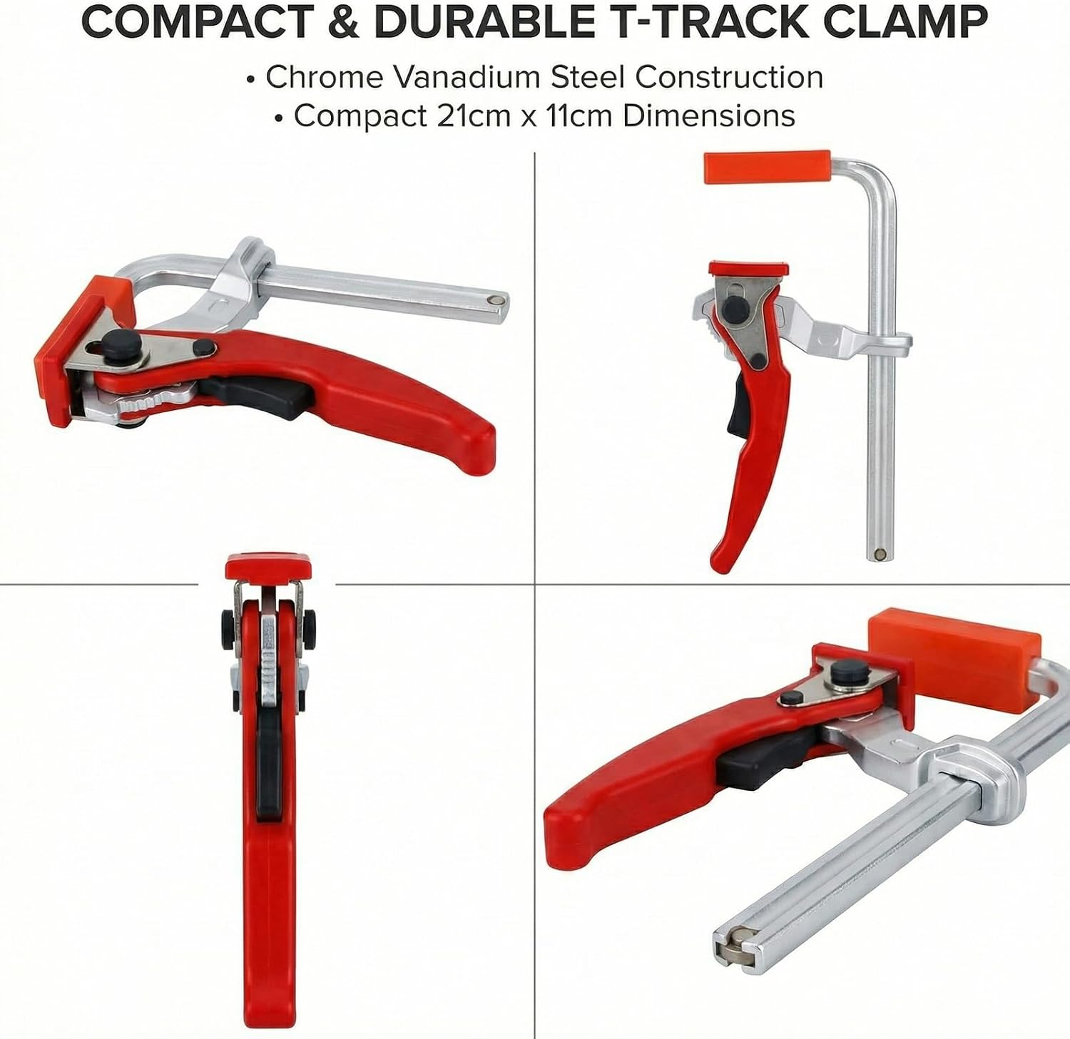 T Track Clamp, Heavy-Duty T-Track Hold Down Clamp, Secure Track Saw Accessory for Woodworking Guide Rails (2.36In Throat Depth)